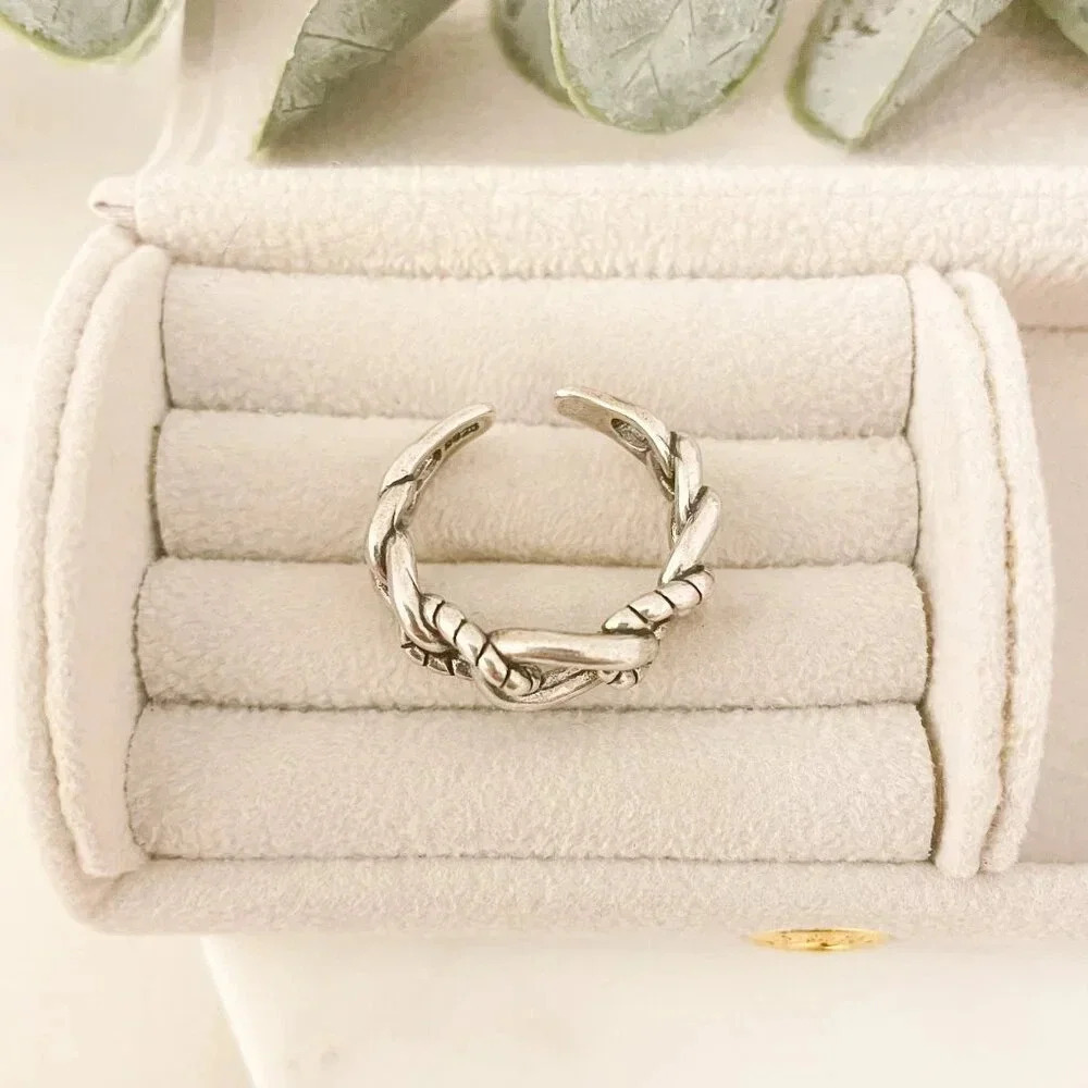 925 Sterling Silver Chain Link Ring Minimalist Link Ring Chunky Ring - Picture 5 of 10